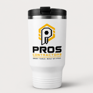 PROS CONTRACTORS 20 oz Insulated Travel Tumbler, Stainless Steel Coffee Mug with Lid, Vacuum Insulated Cup, White